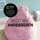 LUMALAND Luxury Fluffy Sitzsack stylischer Webplüsch Beanbag in Pastel Pink mit flexibler Füllung und 120L EPS-Styroporkügelchen.