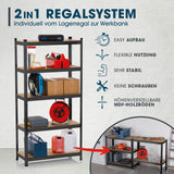 EASYmaxx 2 in 1 Schwerlastregal & Werkbank mit Metallrahmen, MDF-Platten, bis 875 kg Traglast, flexibel als Regal oder Werkbank nutzbar.