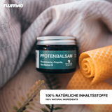 FLUFFINO® Pfotenbalsam - 50 ml natürlicher Hundepfotenbalsam mit Bienenwachs, Propolis und Bio-Jojobaöl für effektiven Pfotenschutz.