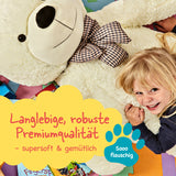 LUMALAND XXL-Teddy mit Knopfaugen - 120 cm braun, langlebig, robust, superflauschig und ideal für Kuschelmomente.