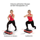 syltfit Vibrationstrainer Kompakt - 4-tlg. - koralle mit Beatrice Egli zeigt Vibrationsübungen wie Ausfallschritt mit Bändern und ohne.