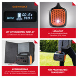 EASYmaxx Powerstation tragbar - 1506 Wh schwarz/orange mit integriertem Display, LED-Licht und praktischem Tragegriff.