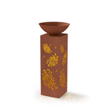 EASYmaxx LED-Dekosäule mit Planzschale Rost-Optik "Bauernrose" 87 cm, beleuchtet, batteriebetrieben mit Timerfunktion.