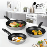 Mama Rossi Aluminium-Pfanne mit Cool-Touch-Griff 20 cm, 2-fache Antihaftbeschichtung, hitzebeständig, anthrazit, spülmaschinengeeignet.