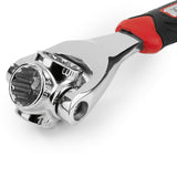 EASYmaxx Multi-Steckschlüssel 8in1 schwarz/rot mit 8 Größen, rutschfestem Griff und individuell einstellbarem Winkel für schwer erreichbare Stellen.