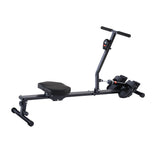 MAXXMEE Rudergerät klappbar + Batterien schwarz, kompaktes Trainingsgerät mit 12 Widerstandsleveln für leises Rudern zu Hause.