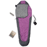 Where Tomorrow Camping Schlafsack Small & Light - Mumienschlafsack grau-lila mit wasserabweisendem Material und Packsack, 220x80x50 cm.