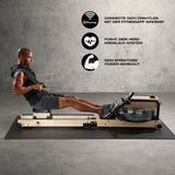 FitEngine klappbares Wasser-Rudergrät 2.0 - Brown mit Eschenholz, Kinomap-Kompatibilität und präzisem Trainingsmonitoring