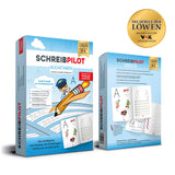 Schreibpilot Heft Buchstaben mit Bleistift/Radiergummi - Lernsystem mit Rillen für Buchstaben und kindgerechten Schwungübungen, DIN-A4 Format.