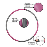 MAXXMEE Hula Hoop Reifen verstellbar - 100 cm - lila mit wellenförmigem Design, weichem Schaumstoff und individuell anpassbaren Elementen.