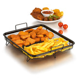 GOURMETmaxx Grillkorb für Backofen schwarz, Edelstahl, antihaftbeschichtet, für fettarmes Heißluft-Garen von Pommes und Nuggets.