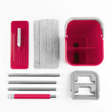 CLEANmaxx Komfort-Mopp 2 Kammern-System rot/grau mit Eimer, Auswring-Mechanismus und Moppsystem für verschiedene Böden.