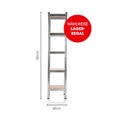 EASYmaxx 2 in 1 Schwerlastregal & Werkbank, 180x40x40 cm, Metallregal mit 5 MDF-Platten, max. Traglast 875 kg, Lagerregal höhenverstellbar.