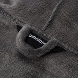 LUMALAND Luxury Mikrofaser Bademantel mit Kapuze für Damen und Herren - Grau, weich, flauschig und schnelltrocknend, Größe L.