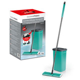 CLEANmaxx Komfort-Mopp mit 2 Kammer-System türkis, 5,7l Eimer mit Auswringmechanismus, ideal für Laminat, Parkett und Fliesen.