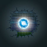 FC Schalke 04 LED-Lampe in Ballform mit 3D-Wandtattoo, leuchtend mit Vereins-Logo und 3D-Effekt für glatte Oberflächen.