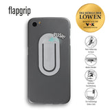 flapgrip Handyhalterung - Smartphone-Halterung - grau, schmaler, leichter Halter für Auto, Selfies und freihändiges Videoschauen, push-aktivierbar.