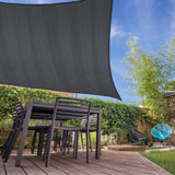 LUMALAND Sonnensegel 100% HDPE mit Stabilisator, Quadrat 4x4 m, Dunkelgrau, UV-Schutz, reißfest, rostfreie Ringe, Befestigungsseile inklusive.