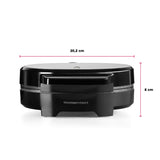 GOURMETmaxx Waffeleisen Herz schwarz/Edelstahl, kompaktes Design mit rutschfesten Füßen und automatischer Temperaturregelung, 20,2 x 8 cm.