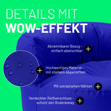 LUMALAND Sitzsack Lounge (320 L) Royalblau mit abnehmbarem Bezug, starkem Abperleffekt, extrastarken Nähten und verdecktem Reißverschluss.
