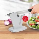 GOURMETmaxx Messerschärfer - 3 Schleifwinkel, stabile Basis, einfache Handhabung, ideal für verschiedene Messergrößen und Klingenformen.