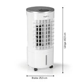 MAXXMEE Luftkühler Mobil 65 W in Weiß, kompakt, mit Rollen, 3 Geschwindigkeiten und 6 l Wassertank zur Luftkühlung und -befeuchtung.