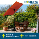 Hoberg flexibler Sonnenschirm - Terracotta mit höhenverstellbarem Stangengestell, 360° drehbarer rechteckiger Sonnenblende, UV-Schutz 50.