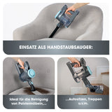 CLEANmaxx Akku-Hand- & Bodenstaubsauger anthrazit/hellblau, kabelloser Handstaubsauger ideal für Polstermöbel und Autositze.