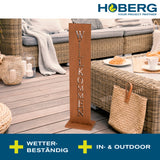 Hoberg Rost-Schild mit Willkommen Schriftzug als wetterbeständige Metall-Deko für Hausflur oder Haustür im rostigen Design mit Bodenplatte.