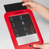 EASYmaxx Malpad Magic Glow - 20-tlg. wiederverwendbar, Mal- und Rechentafel mit 15 Schablonen und 6 Farben, rot Rahmen.