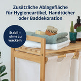LUMALAND Bambus Wäschekorb mit 2 ausziehbaren Wäschesäcken und stabiler Ablagefläche für Hygieneartikel und Handtücher, Weiß.