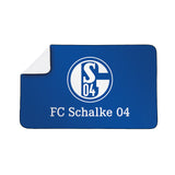 S04 Sporthandtuch Deluxe - 80x130 cm - weiß/blau mit FC Schalke 04 Logo, saugfähig, schnelltrocknend und reißfest aus Mikrofaser.