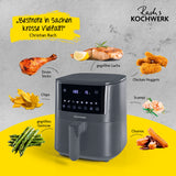 Rachs KOCHWERK Heißluft-Fritteuse Digital 4,2l grau mit Grill-, Back-, Frittier- und Erinnerungsfunktion für vielfältige Gerichte.
