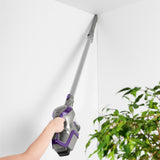 CLEANmaxx Akku-Zyklon-Staubsauger 2in1 lila/silber mit Aluminium-Steckrohr für schwer erreichbare Stellen.