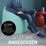 LUMALAND Luxury XL PLUS Sitzsack stylischer Beanbag Türkis mit 220L Füllung, robust, atmungsaktiv und anpassbar an Körperform.
