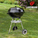 LANDMANN Holzkohle-Kugelgrill mit 3 Beinen, 2 Rollen, Lüftungsregler und emaillierter Feuerschale, ideal für 4-6 Personen.