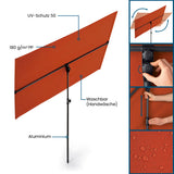 Hoberg flexibler Sonnenschirm - Terracotta mit UV-Schutz 50, höhenverstellbar, drehbar, wasserfest und robustem Aluminiumgestell.
