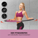 MAXXMEE Hula Hoop Reifen verstellbar 100 cm lila mit wellenförmigem Design und Massagebällen für effektives Core-Training.