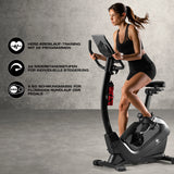 FitEngine Heimtrainer Smart mit 9kg Schwungrad, 24 Widerstandsstufen, 28 Trainingsprogrammen, LCD-Display und verstellbarem Sattel.