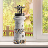 EASYmaxx Solar-Leuchte Leuchtturm - Stein-Optik mit LED-Beleuchtung und Dämmerungssensor, kabelloser Deko-Leuchtturm für den Innenbereich.