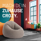 LUMALAND Sitzsack Interior Line in Hellgrau, runder 300l Indoor Sitzkissen mit leinenartigem Stoff und flexiblem 2-in-1 Design.
