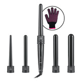 MAXXMEE Hair Curler Profi mit 5 Aufsätzen und Hitze-Handschuh für vielseitige Locken und sichere Anwendung, schwarz.