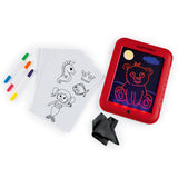 EASYmaxx Malpad Magic Glow - 20-tlg. rot mit Neonstiften, Schablonen und Reinigungstuch für kreatives Malen und Schreiben.