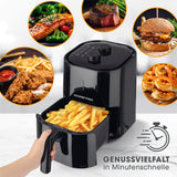 GOURMETmaxx Heißluft-Fritteuse Mechanisch 3,6l schwarz mit Timer, vielseitig zum Fettarmes Frittieren, Grillen und Heißluftofen.