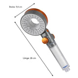 EASYmaxx Duschkopf „Water-Control“ mit Spar- & Stopp-Funktion, 3 Strahl-Modi, doppelseitig, Wasserdrucksparend, Maße 26x9,4 cm.