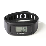 VITALmaxx Fitness-Armband - Schwarz mit LCD-Display, Schrittzähler, Kalorienmesser und verstellbarem Silikonband für Komfort.