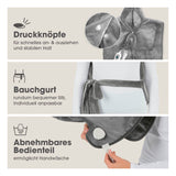 VITALmaxx Heizdecke Nacken & Rücken 100W Grau mit Druckknöpfen, Bauchgurt und abnehmbarem Bedienteil für Handwäsche.