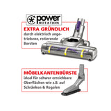 CLEANmaxx Akku-Zyklon-Staubsauger 2in1 lila/silber mit Power Rotation Bürste und Möbelkantenbürste für schwer erreichbare Flächen.