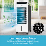 MAXXMEE Luftkühler Mobil 80 W – multifunktional kühlen, befeuchten und ionisieren mit 3 Leistungsstufen und 120° Schwenkfunktion.