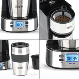 BEEM Single-Kaffeemaschine Thermo2Go mit Timer, Edelstahl/schwarz, doppelwandiger Thermobecher und Permanentfilter.